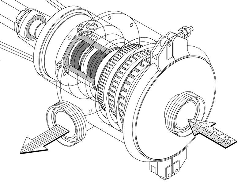 [Translate to English:] Inline Prinzip Ytron-Z Homogenisator technische Zeichnung